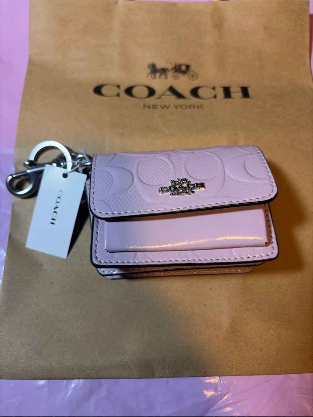 Coach lavender mini bag charm